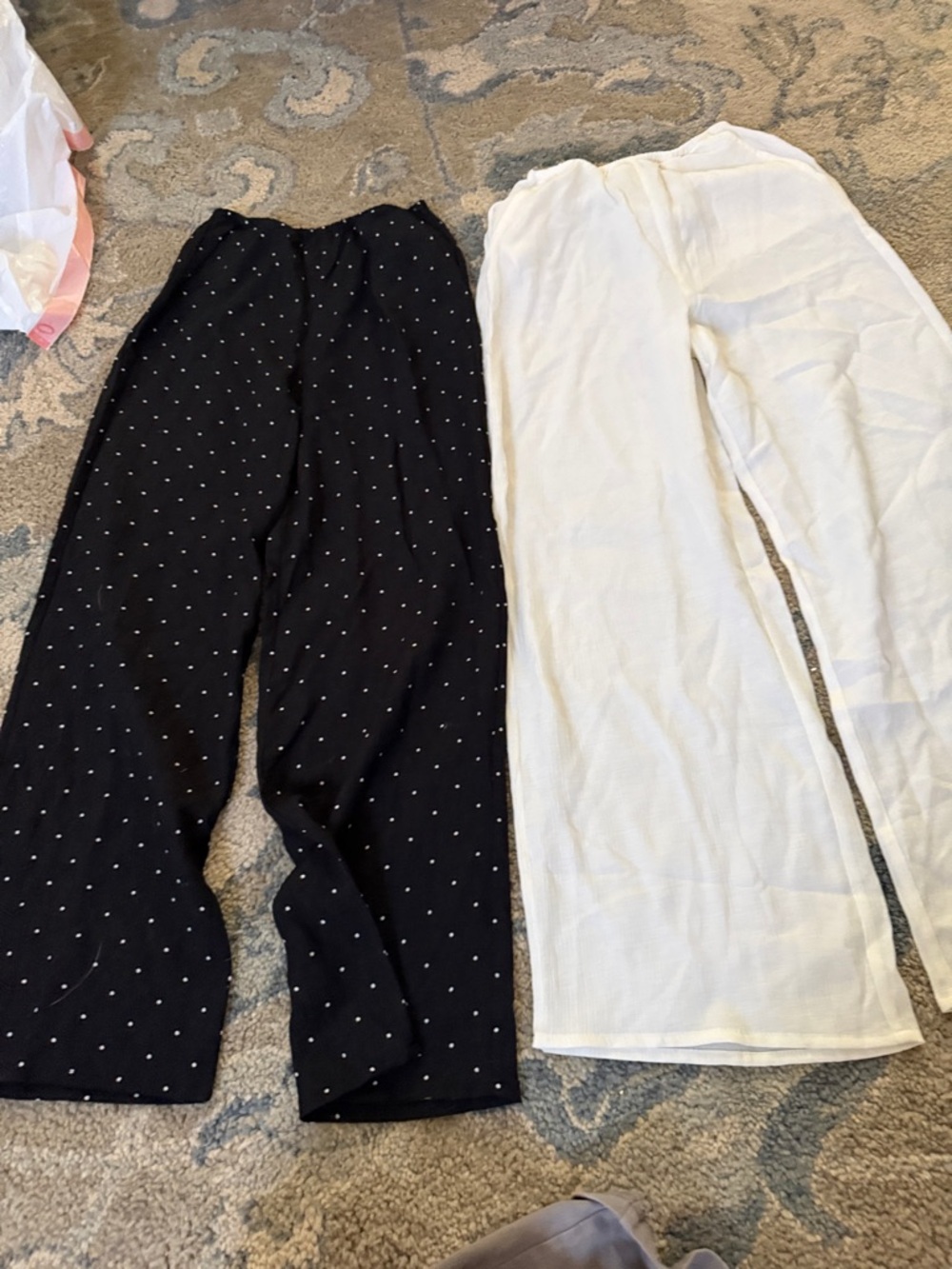 H&M Wide-Leg Pants Duo — Black Polka Dot & White